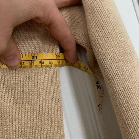 Vintage silk knit Sweater medium pullover notch v-neck cream ivory - Picture 6 of 7